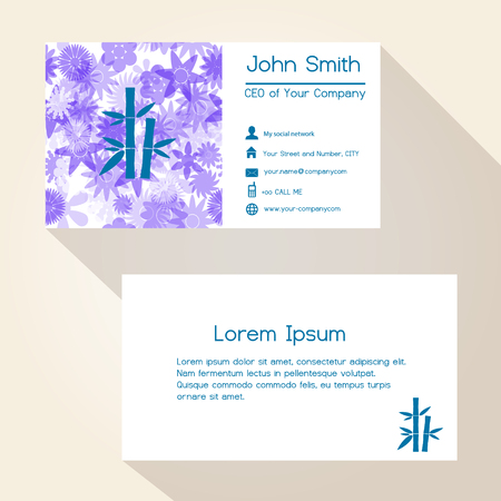 blue floral and bamboo business card design eps10のイラスト素材
