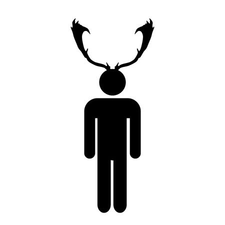 cuckold man with antlers black simple icon eps10のイラスト素材