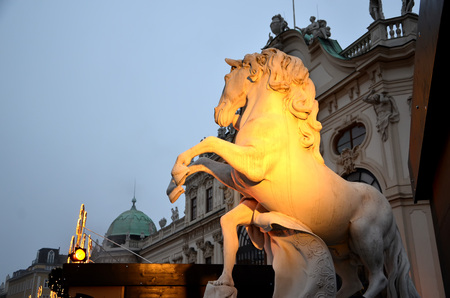 statue of Horse illuminated near Belvedere castleのeditorial素材