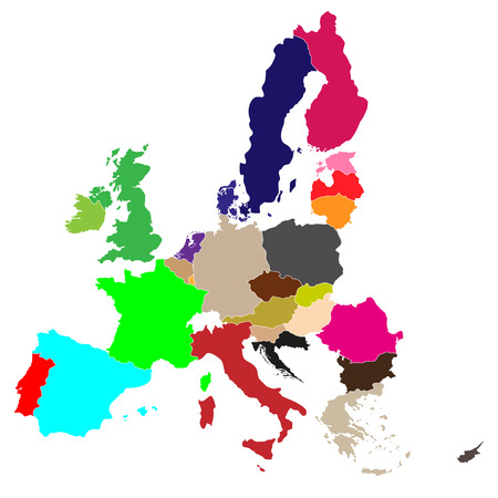 simple all european union color countries in one map eps10のイラスト素材