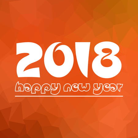 Happy new year 2018 on orange low polygon gradient graphic backgroundのイラスト素材