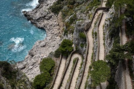 meandring path from sea nature Capri island in Italy 