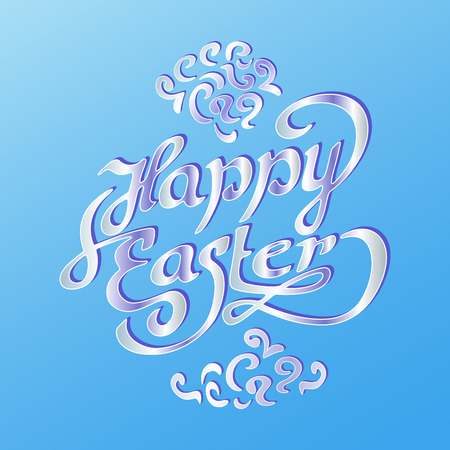 Happy Easter greeting card hand lettering. Handmade calligraphy.のイラスト素材