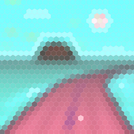Polygonal landscape with road. illustration.