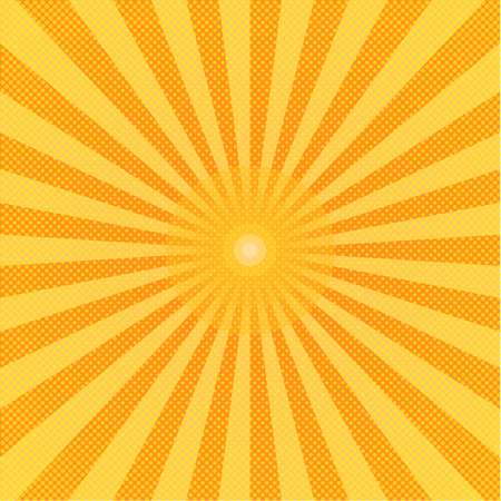 Sun in pop art style. Halftone color background. Pattern design for poster, brochure.  illustration.のイラスト素材