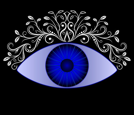 Blue eye. Vintage floral ornaments caligraphy. Vector illustration.のイラスト素材