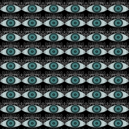 Turquoise eyes. Seamless pattern design for background., Poster, wallpaper.の写真素材