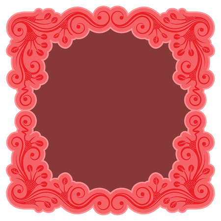 Pink vintage frame with floral ornament. Isolated on white background. Vector illustration.のイラスト素材