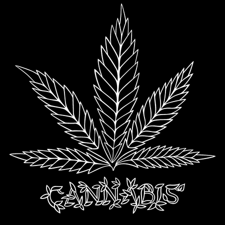 Cannnabis. Doodle and zentangle style. Hand drawn coloring book. Vector illustration.のイラスト素材