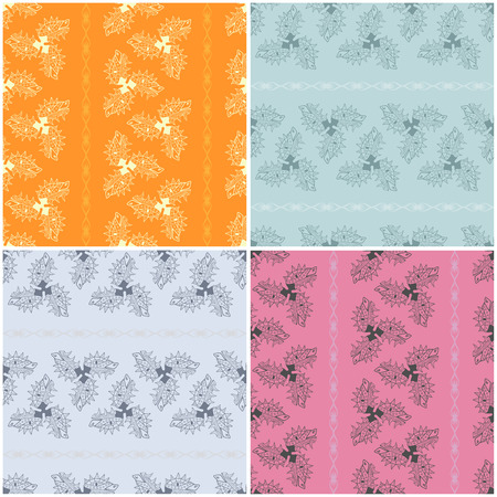 Heads of dragon. A set of striped ornamental seamless pattern. Vector illustration.のイラスト素材