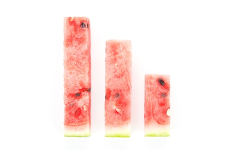 Watermelon pieces arranged as bar chart. Fresh summer business concept..