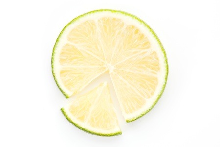 Lime slice pie chart isolated. Fresh business concept.の写真素材