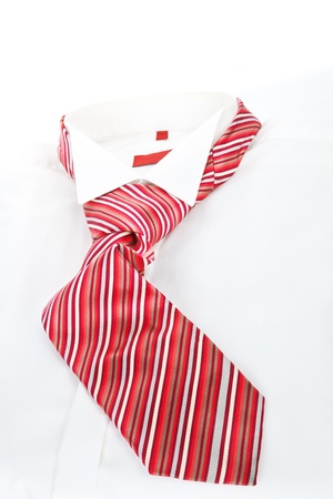 White dress shirt with red tie. Modern simple business concept.の写真素材