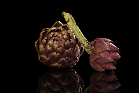 Fresh artichoke isoalted on black background. Healthy culinary vegetable eating.の写真素材