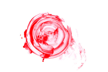 Blood splatter isolated on white background, top view.の写真素材