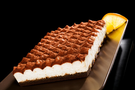 Delicious tiramisu dessert isolated. Traditional italian sweet dessert.の写真素材