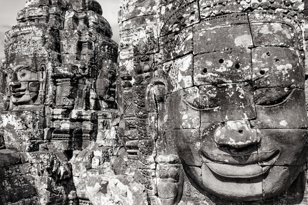 Stone faces Bayon temple, Cambodia, Asia.のeditorial素材