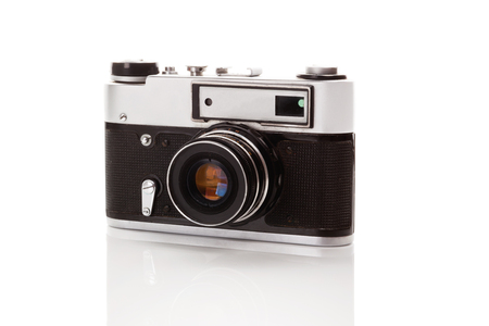Analog Old retro camera isolated on white background.の写真素材