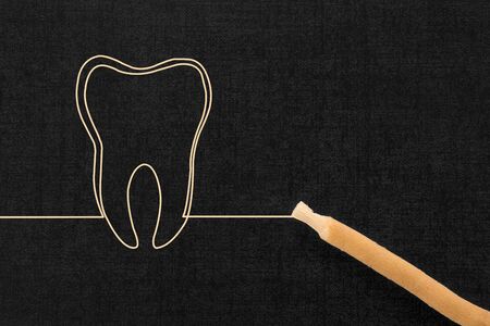 Traditional natural toothbrush Miswak or Siwak and healthy tooth drawing.の写真素材