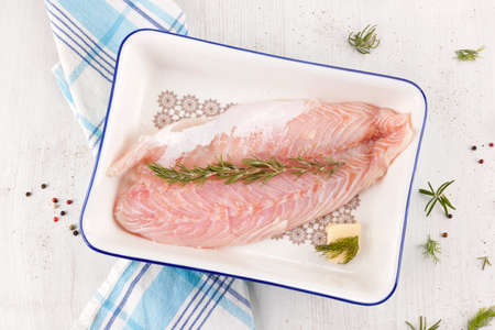 Delicious fresh fish fillet. Luxurious seafood eating.