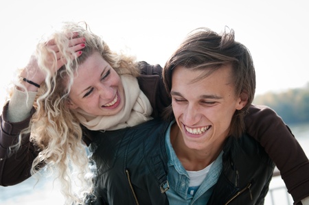 Great time - young couple togetherの写真素材