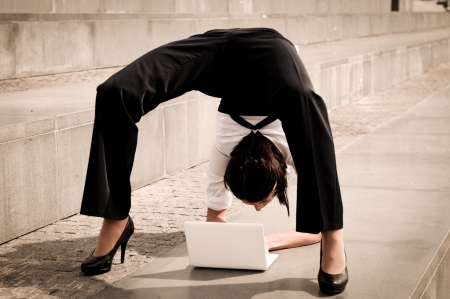 Flexible business - woman with laptopの写真素材