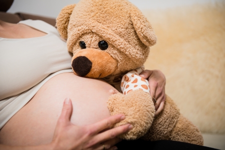 Detail of pregnant bellyの写真素材