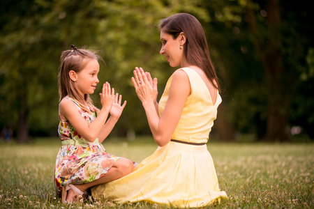 Mother and child playing togetherの写真素材