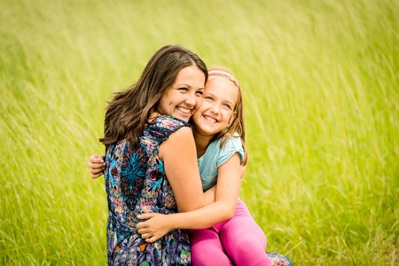Mother and child embracingの写真素材