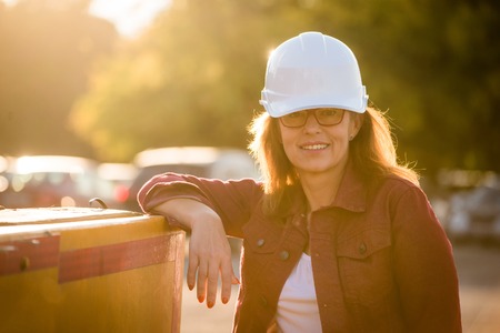 Senior woman engineer portraitの写真素材