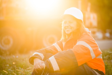 Happy in work -  senior woman engineerの写真素材