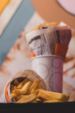 Fresh French fries, deep fried Homemade Baked potato chips