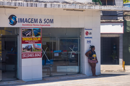 Olinda/Brazile: 08/02/2018: Facades of colorful houses on the streets of Olinda, near Recife,...