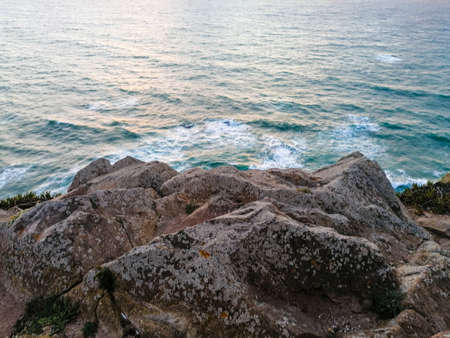 Cabo da Roca, Portugal. Lighthouse and cliffs over Atlantic Ocean, the most westerly point of the European mainland.の写真素材