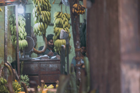 Sri Lanka, Colombo 09.03.2020. A Traditional street market in Colombo, Sri Lanka. Street markets in south asia are full of people all time, crowds streets, people with poor and simple life. .のeditorial素材