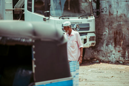 Sri Lanka, Colombo 09.03.2020. A Traditional street market in Colombo, Sri Lanka. Street markets in south asia are full of people all time, crowds streets, people with poor and simple life. .のeditorial素材