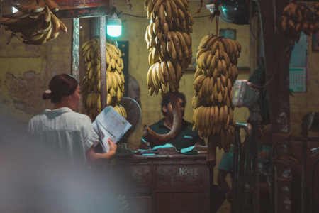 Sri Lanka, Colombo 09.03.2020. A Traditional street market in Colombo, Sri Lanka. Street markets in south asia are full of people all time, crowds streets, people with poor and simple life. .のeditorial素材