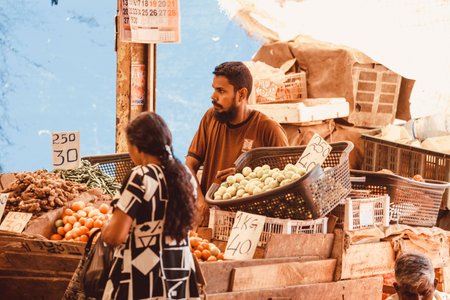 Sri Lanka, Colombo 09.03.2020. A Traditional street market in Colombo, Sri Lanka. Street markets in...