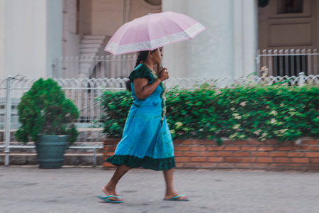 COLOMBO, SRI LANKA - APRIL 03, 2019: Street near the Pettah Market or Manning Market. Pettah Market located in the suburb of Pettah in Colombo, Sri Lankaのeditorial素材