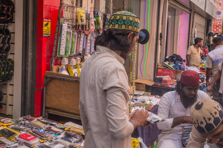 COLOMBO, SRI LANKA - APRIL 03, 2019: Street near the Pettah Market or Manning Market. Pettah Market located in the suburb of Pettah in Colombo, Sri Lankaのeditorial素材
