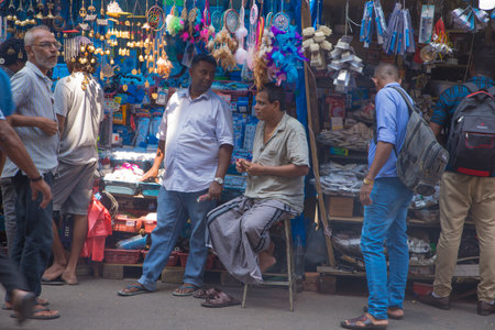 COLOMBO, SRI LANKA - APRIL 03, 2019: Street near the Pettah Market or Manning Market. Pettah Market located in the suburb of Pettah in Colombo, Sri Lankaのeditorial素材