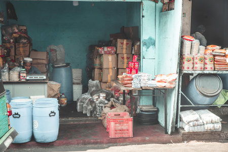 COLOMBO, SRI LANKA - APRIL 03, 2019: Street near the Pettah Market or Manning Market. Pettah Market located in the suburb of Pettah in Colombo, Sri Lankaのeditorial素材