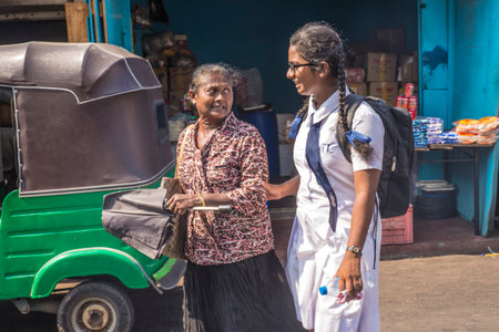COLOMBO, SRI LANKA - APRIL 03, 2019: Street near the Pettah Market or Manning Market. Pettah Market located in the suburb of Pettah in Colombo, Sri Lankaのeditorial素材