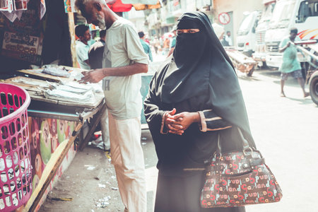 COLOMBO, SRI LANKA - APRIL 03, 2019: Street near the Pettah Market or Manning Market. Pettah Market located in the suburb of Pettah in Colombo, Sri Lankaのeditorial素材