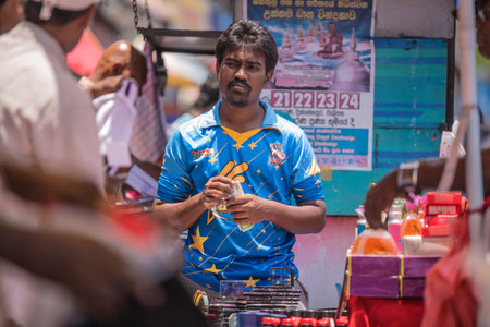COLOMBO, SRI LANKA - APRIL 03, 2019: Street near the Pettah Market or Manning Market. Pettah Market located in the suburb of Pettah in Colombo, Sri Lankaのeditorial素材