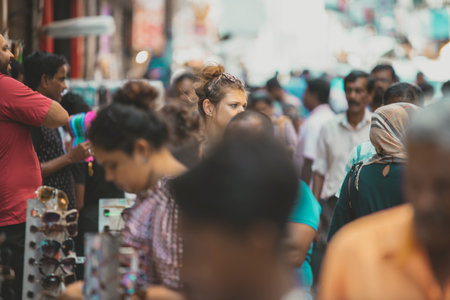 COLOMBO, SRI LANKA - APRIL 03, 2019: Street near the Pettah Market or Manning Market. Pettah Market located in the suburb of Pettah in Colombo, Sri Lankaのeditorial素材