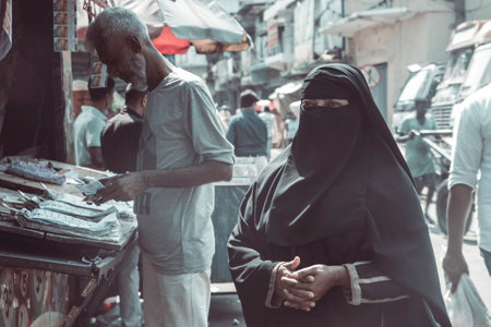 COLOMBO, SRI LANKA - APRIL 03, 2019: Street near the Pettah Market or Manning Market. Pettah Market located in the suburb of Pettah in Colombo, Sri Lankaのeditorial素材