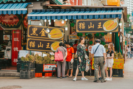Singapore - May 03, 2019 - Chinatown in Singapore, the famous place for tourists to visit many shops...