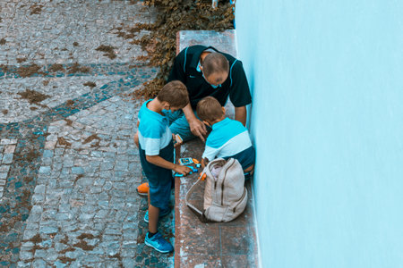 OBIDOS, PORTUGAL - 08-09-2020 : Souvenir shops and colorful narrow streets of the medieval portuguese city of Ãbidos, a tourist attraction in central Portugal. famous destination for its architecture.のeditorial素材