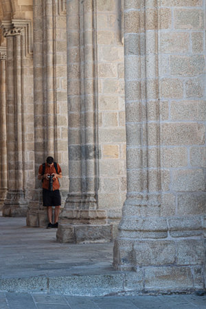 Evora, Portugal: 08/06/2021: View on the courtyard of the old cathedral in Evora city in Portugalのeditorial素材